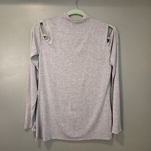 Bailey 44 Women's Cold Shoulder Long Sleeve Shirt Jersey Knit, Size L, Gray